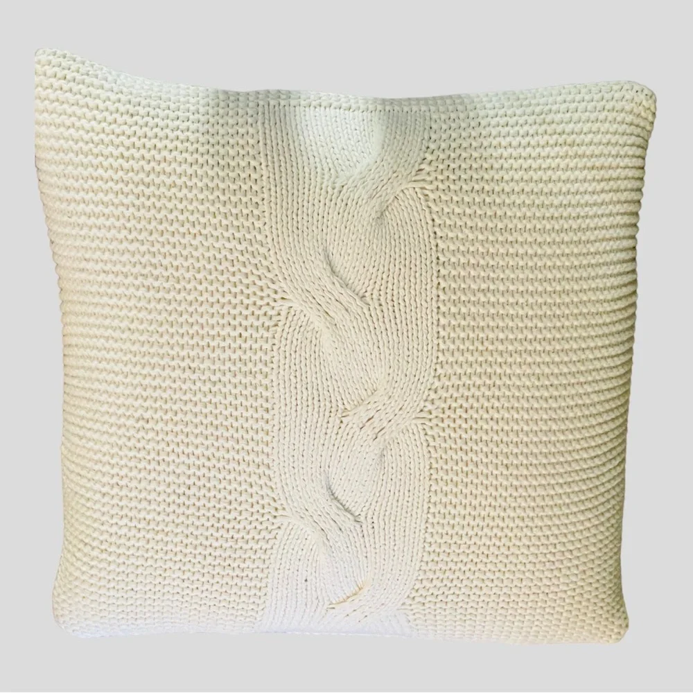 CELERIE KEMBLE CABLE KNIT SWEATER SQUARE THROW DECORATIVE PILLOW IVORY 2…